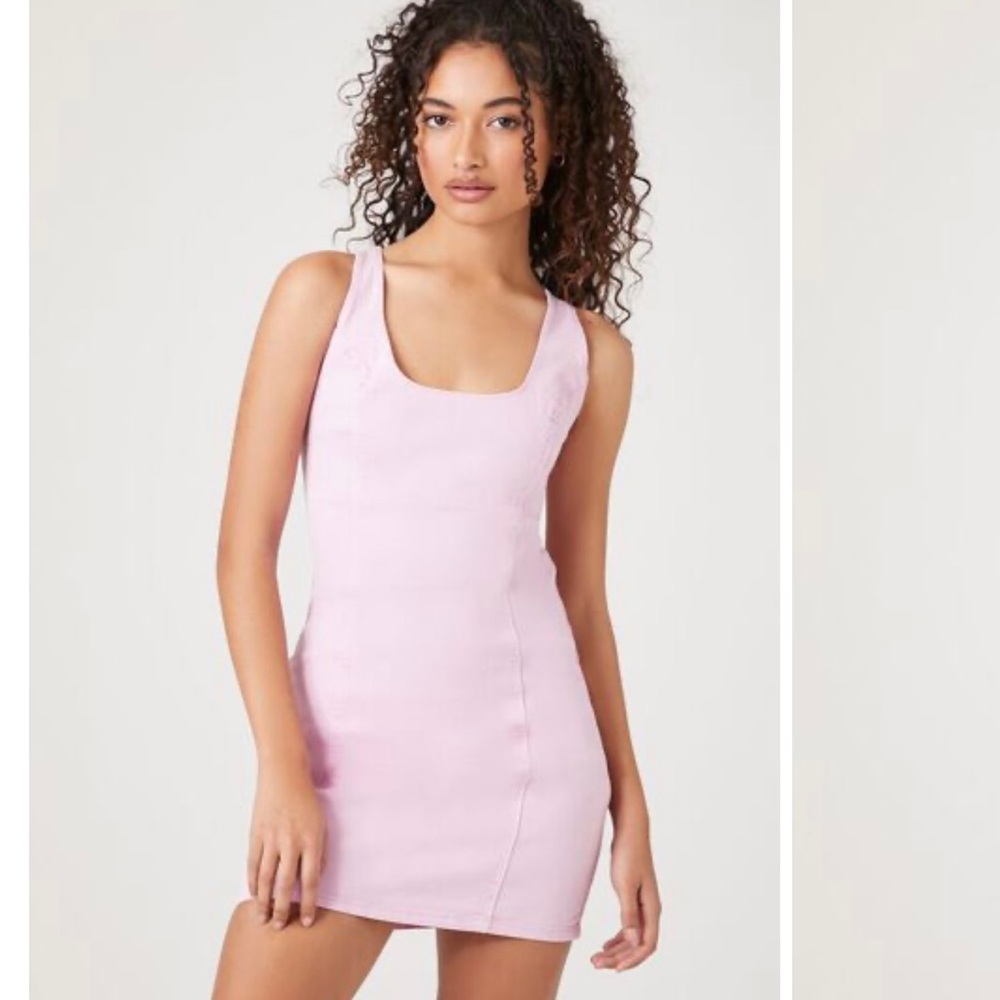 Forever 21 Denim Bodycon Mini Dress Dusty Pink Womens Small